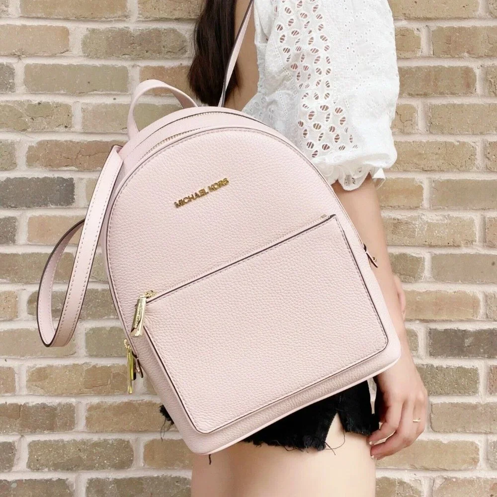 Michael Kors Pale Pink Pebbled Leather Backpack